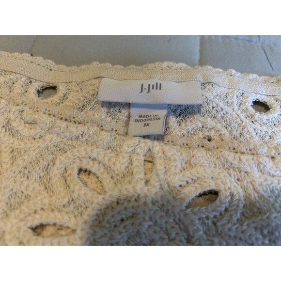 J Jill Womens Full Crochet Lace Tunic Top 3X Ivory 3/4 Sleeve Boho Cotton NWT - Picture 6 of 13